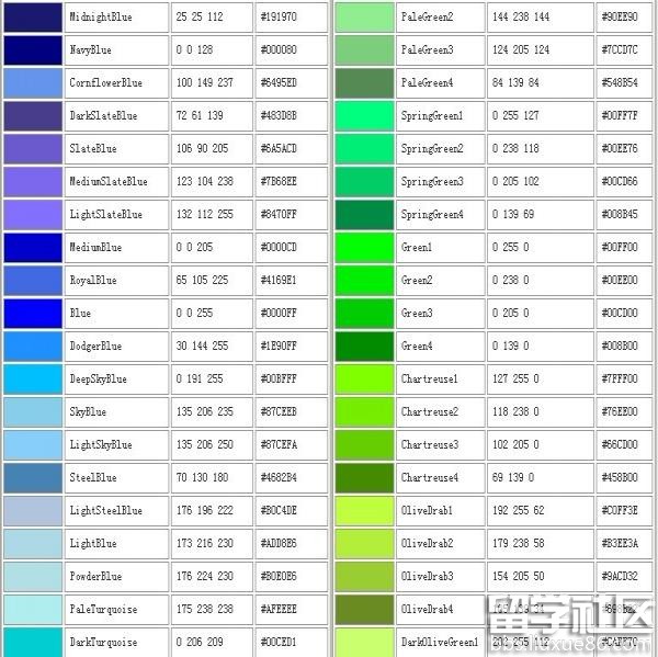 颜色代码|颜色代码对照表【全】